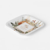 Lush Burnt Orange Fall Floral & Greenery Pappteller (Gewinkelt)