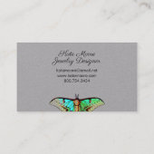 Lush Butterfly Logo Grau Jewelier Designer Telefonnummerkarte (Rückseite)