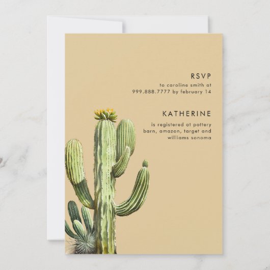 Lush Cactus Terracotta Geometric Brautparty Einladung (Rückseite)