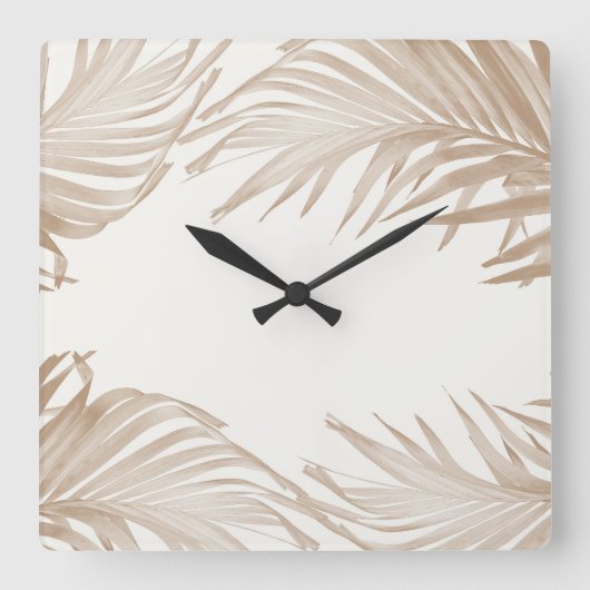 Lush Caribbean Palm Collage 3 Quadratische Wanduhr (Vorderseite)