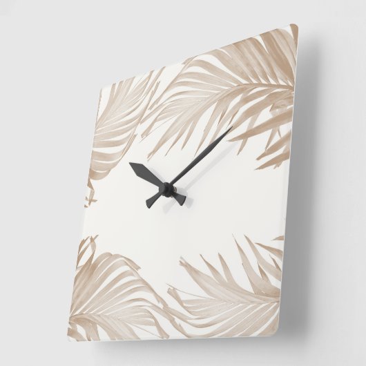 Lush Caribbean Palm Collage 3 Quadratische Wanduhr (Winkel)