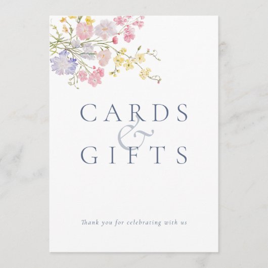 Lush Dusty Blue Script Wedding Tabletop Sign  (Vorderseite)