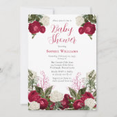 Lush Elegant Magenta Floral Girl Babydusche Einladung (Vorderseite)
