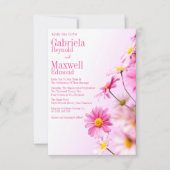 Lush Elegant Nature Pink Daisy Wedding Einladung (Vorderseite)