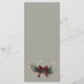 Lush Evergreen Red Ribbons Minimalistisch Weihnach Menükarte (Rückseite)