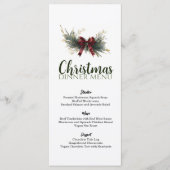 Lush Evergreen Red Ribbons Minimalistisch Weihnach Menükarte (Vorderseite)