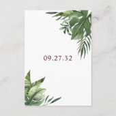 Lush Exotic Tropical Palm Blätter Begleitkarte (Rückseite)