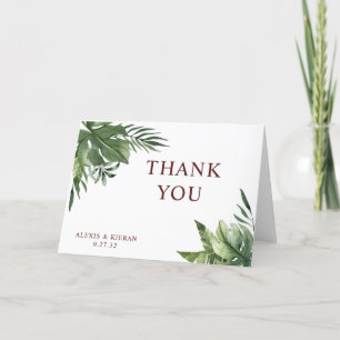 Lush Exotic Tropical Palm Blätter Dankeskarte