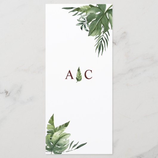 Lush Exotic Tropical Palm Blätter Menükarte (Rückseite)