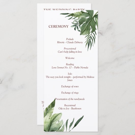 Lush Exotic Tropical Palm Blätter Programm (Vorne/Hinten)