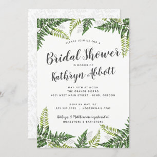 Lush Fern Tropical Botanical Wedding Brautparty Einladung