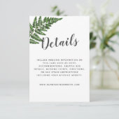 Lush Fern Wedding Detail Abschlusskarte Begleitkarte (Stehend Vorderseite)
