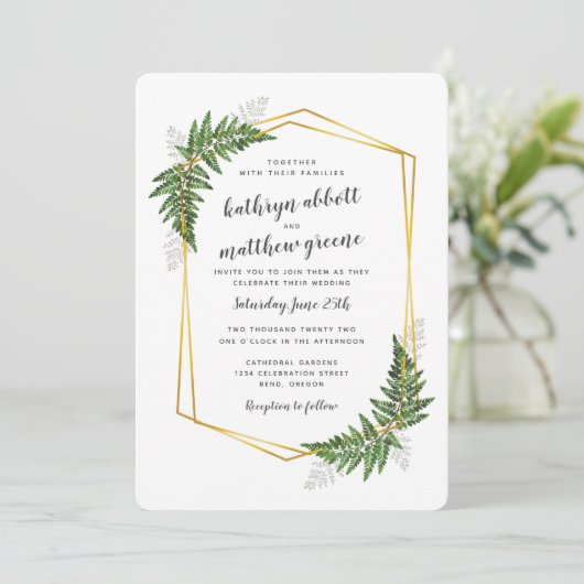 Lush Fern Wedding Suite Einladung (Stehend Vorderseite)