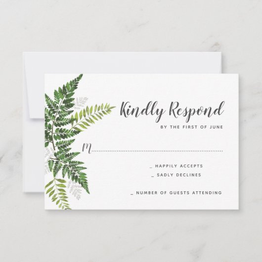 Lush Fern Wedding Suite Response RSVP Karte (Vorderseite)