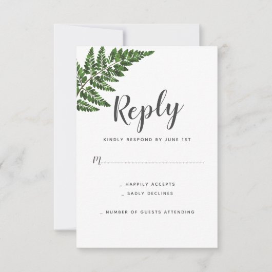 Lush Fern Wedding Suite RSVP Karte (Vorderseite)