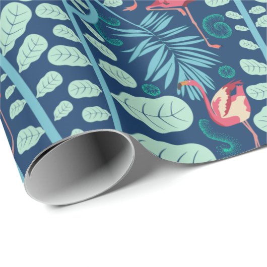 Lush Flamingo Jungle Geschenkpapier (Rolleneckpunkt)