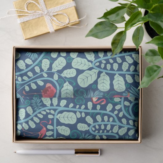 Lush Flamingo Jungle Pattern Seidenpapier (Geschenk)