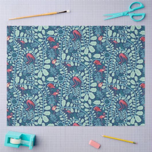 Lush Flamingo Jungle Pattern Seidenpapier (Basteln)