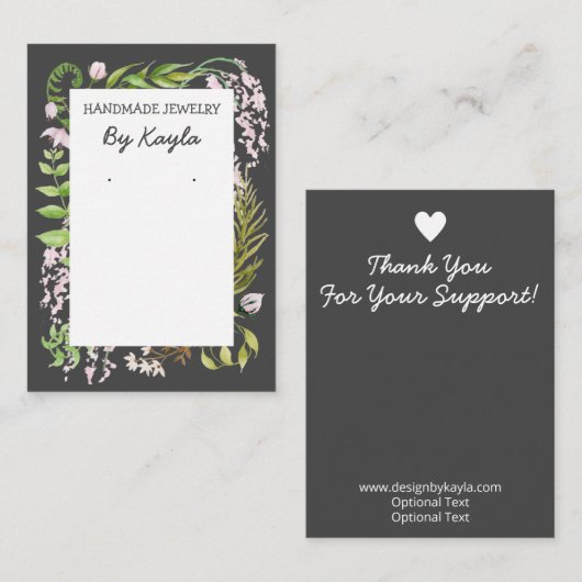 Lush Floral Border Necklace & Earring Display Visitenkarte (Vorne/Hinten)