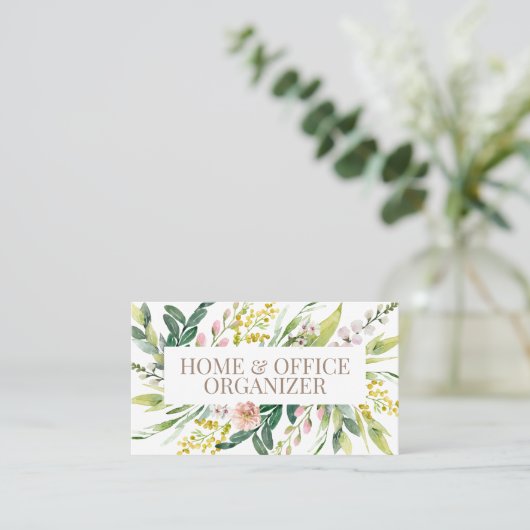 Lush Floral Bouquet Zuhause und Büroorganisator Visitenkarte (Stehend Vorderseite)