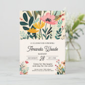 Lush Floral Joy Celebration Einladung (Stehend Vorderseite)