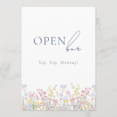 Lush Floral Open Bar Wedding Tabletop Sign  (Rückseite)
