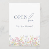Lush Floral Open Bar Wedding Tabletop Sign  (Vorderseite)