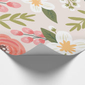 Lush Florals rosa Muster Geschenkpapier (Ecke)