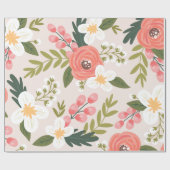 Lush Florals rosa Muster Geschenkpapier (Flach)