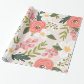 Lush Florals rosa Muster Geschenkpapier (Ungerollt)
