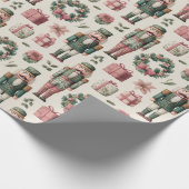 Lush Florals with Holiday Nutcracker Geschenkpapier (Ecke)