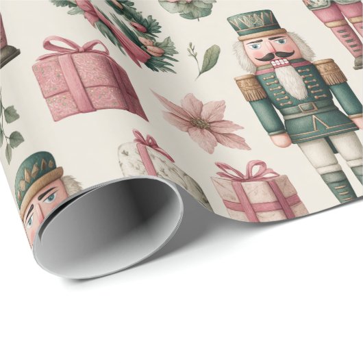 Lush Florals with Holiday Nutcracker Geschenkpapier (Rolleneckpunkt)