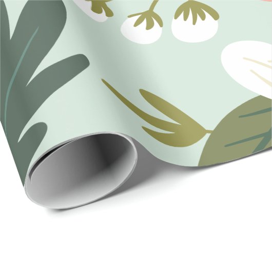 Lush Folksy Florals in Mint Green Geschenkpapier (Rolleneckpunkt)