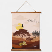 Lush Forest Landscape und Savannah Natur Sonnenunt Wandteppich Mit Holzrahmen (Vorderseite 2)