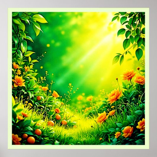 Lush Garden Sunlight Scene Poster (Vorne)