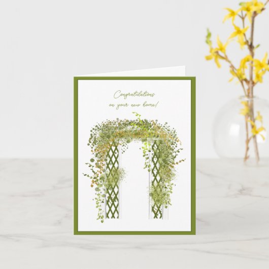 Lush Garden Trellis mit Ivy and Foliage New Zuhaus Karte (Gelbe Blume)