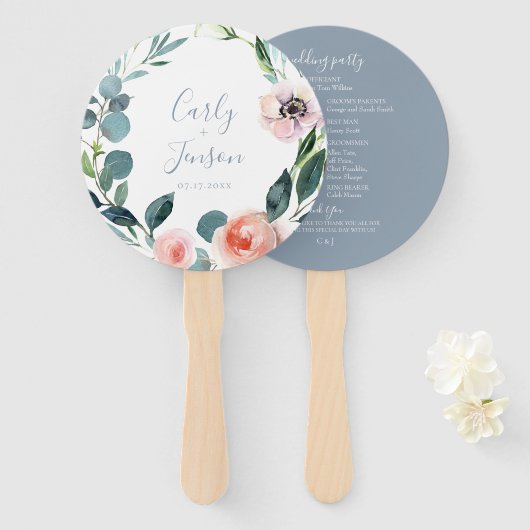 Lush Garden Wreath Wedding Hand Fans Fächer (Vorne und Hinten)