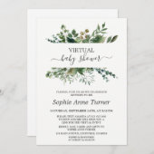 Lush Geometric Greenery Virtual Baby Dusche Einladung (Vorne/Hinten)