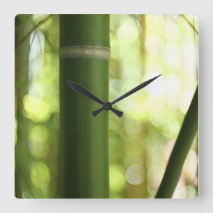 Lush Green Bamboo Forest Quadratische Wanduhr