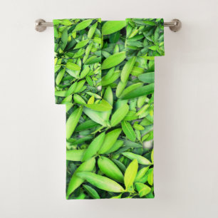 Lush Green Blätter Pattern - Natur botanisch Badhandtuch Set