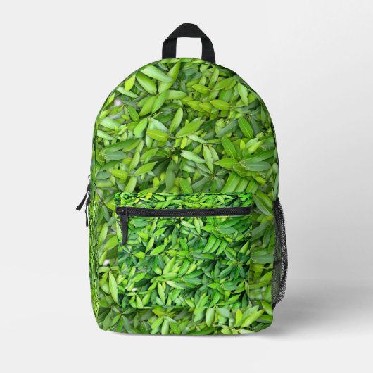 Lush Green Blätter Pattern - Natur botanisch Bedruckter Rucksack (Vorderseite)
