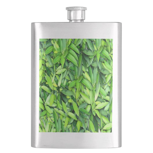 Lush Green Blätter Pattern - Natur botanisch Flachmann (Vorderseite)