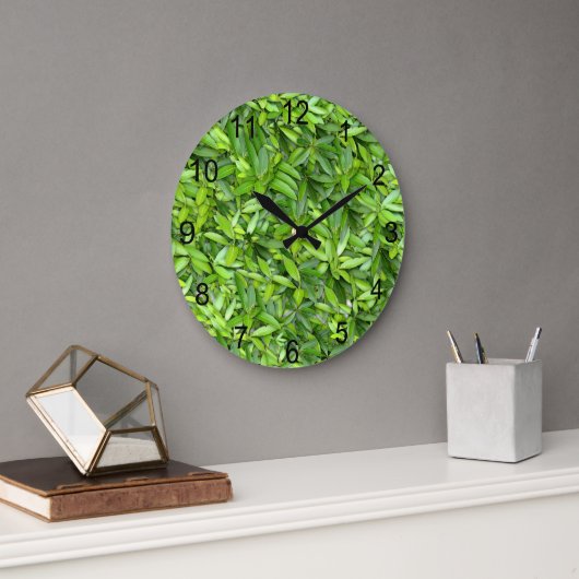 Lush Green Blätter Pattern - Natur botanisch Große Wanduhr (Büro)