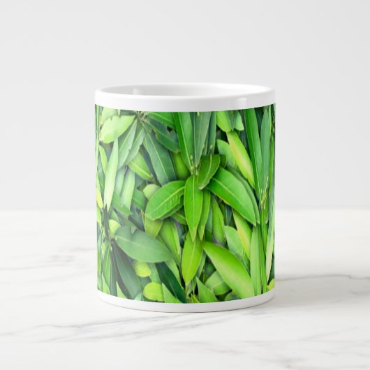 Lush Green Blätter Pattern - Natur botanisch Jumbo-Tasse (Vorderseite)