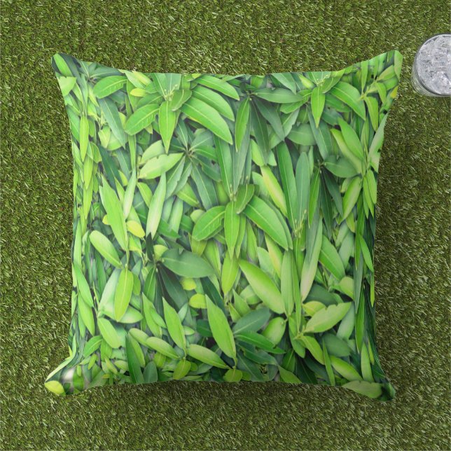 Lush Green Blätter Pattern - Natur botanisch Kissen (Gras)