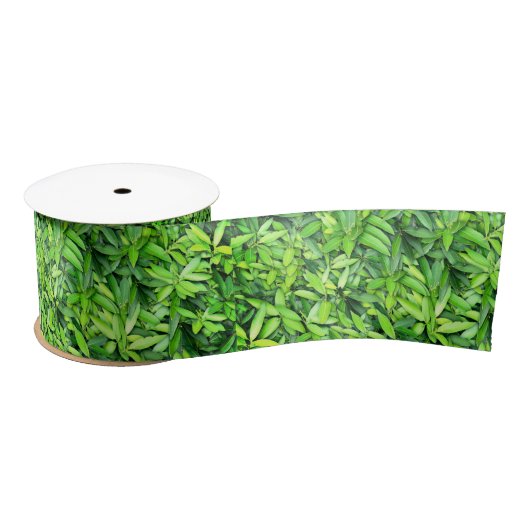 Lush Green Blätter Pattern - Natur botanisch Satinband (Spule)