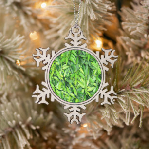 Lush Green Blätter Pattern - Natur botanisch Schneeflocken Zinn-Ornament
