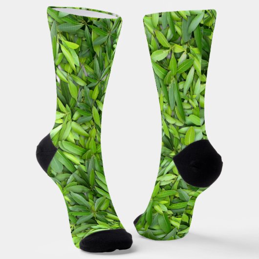 Lush Green Blätter Pattern - Natur botanisch Socken (Gewinkelt)