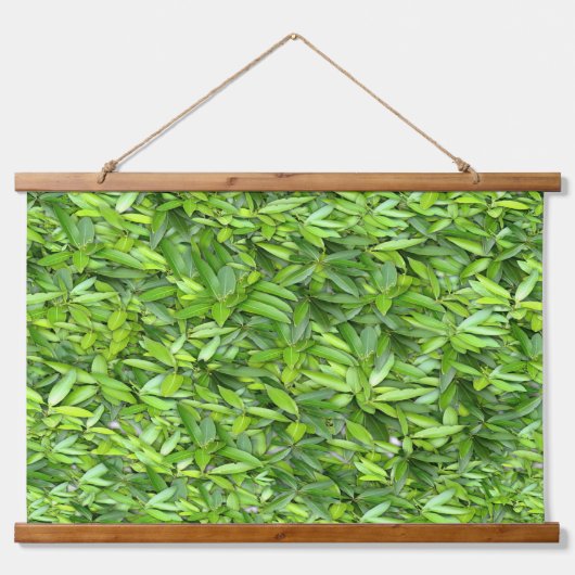 Lush Green Blätter Pattern - Natur botanisch Wandteppich Mit Holzrahmen (Vorne)