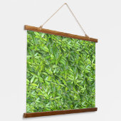 Lush Green Blätter Pattern - Natur botanisch Wandteppich Mit Holzrahmen (Gewinkelt)
